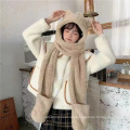 Bärenhut Winter All-Matching Korean Cute Plüschschal einteiliger Hut dreiteiliger Anzug